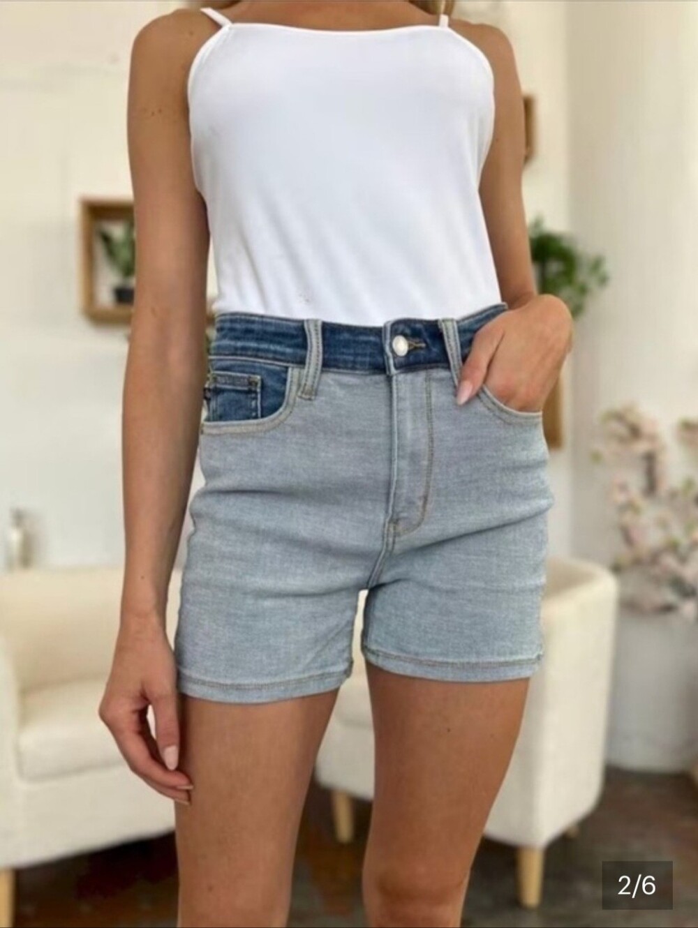 Judy Blue High Waist Color Block Shorts NWT